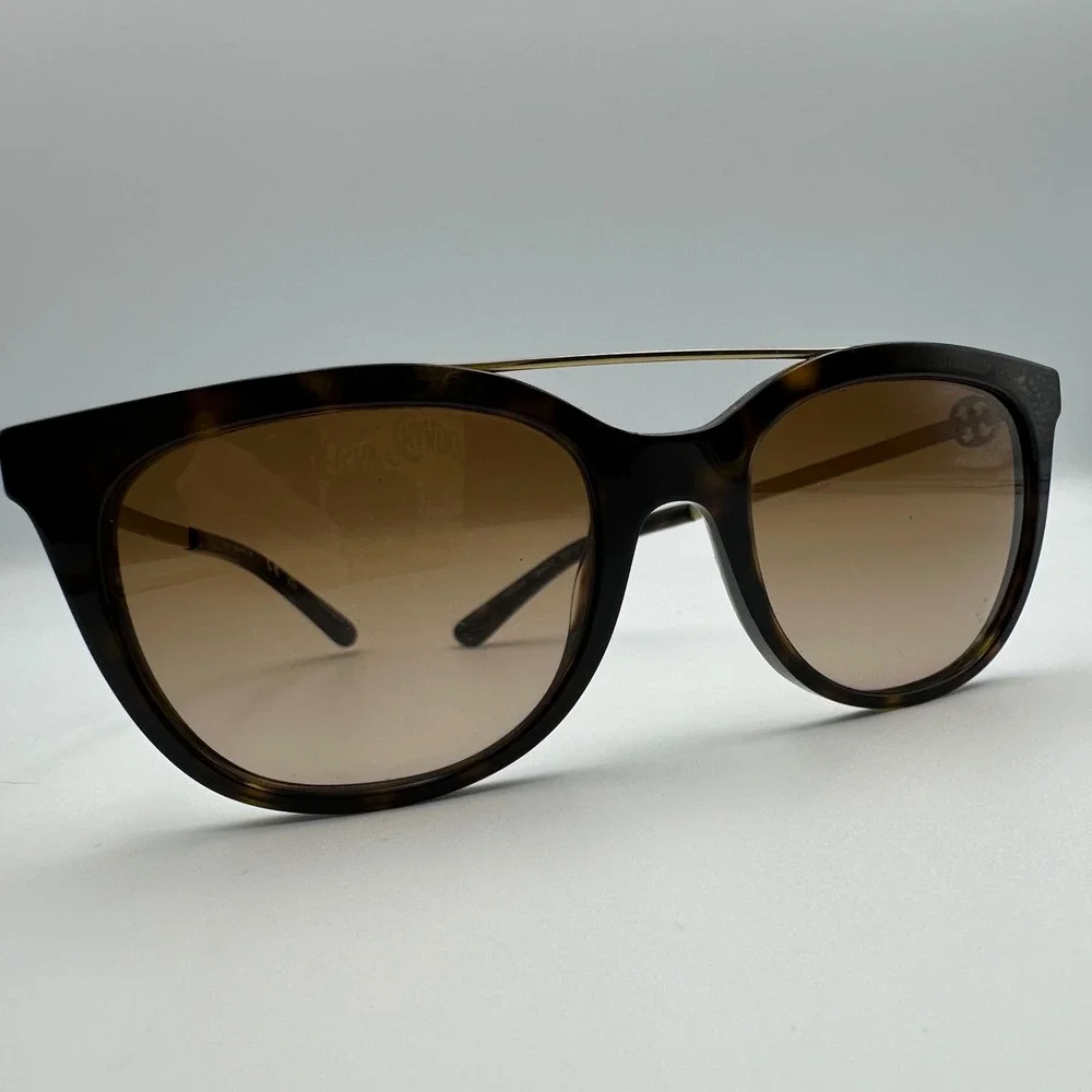 Tory Burch Gradient Sunglasses Womens Tortoise TY7147 Double Bridge Gold Logo - Picture 11 of 14